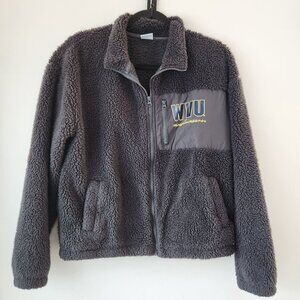 WVU Mountaineers Grey Sherpa Fleece Jacket Coat Captivating Apparel Women's M